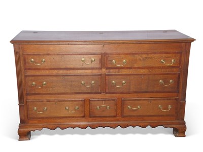 Lot 434 - George III Lancashire mule chest, the oak and...