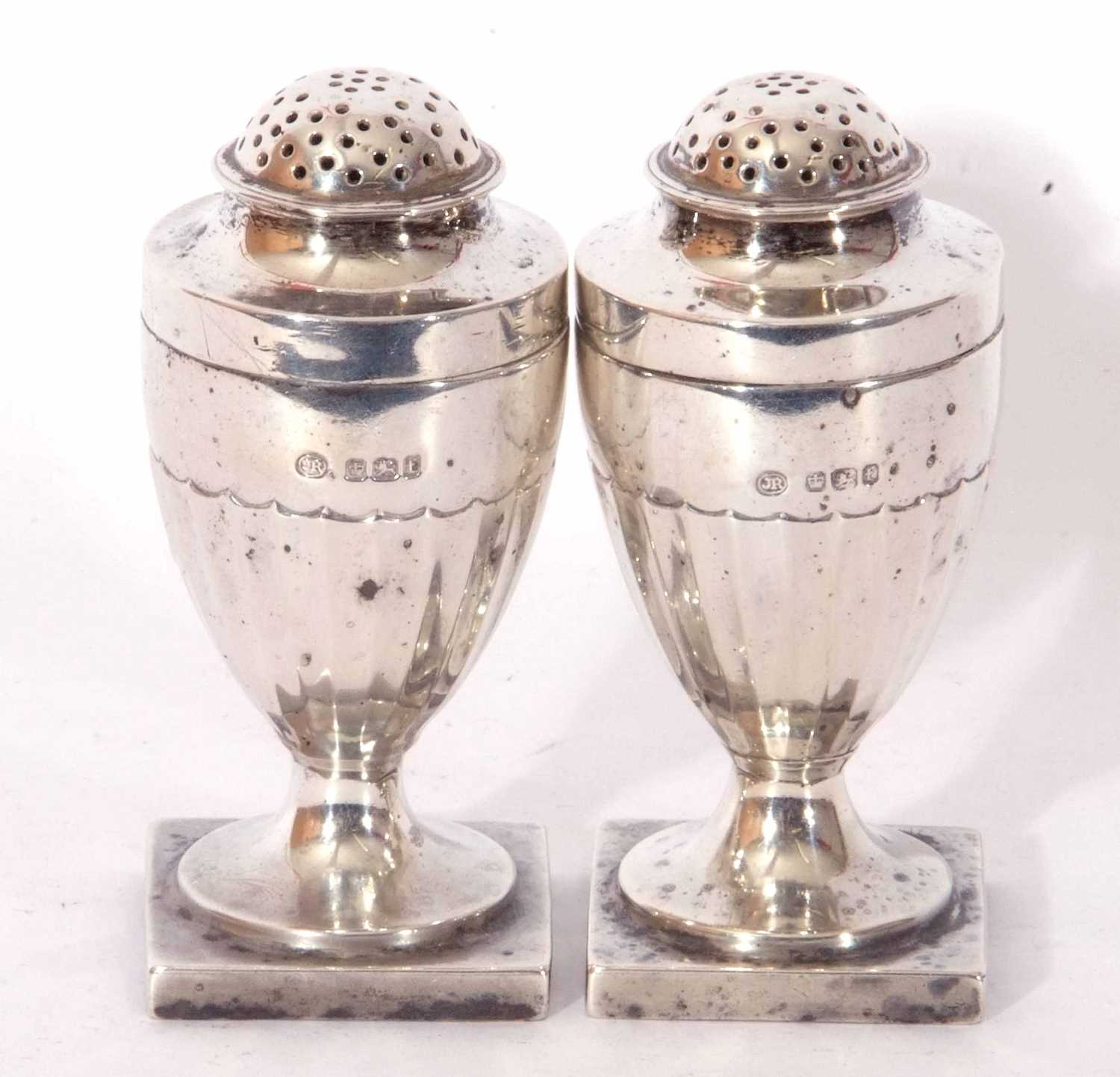 Lot 2 - Pair of late Victorian peppers of urn form...