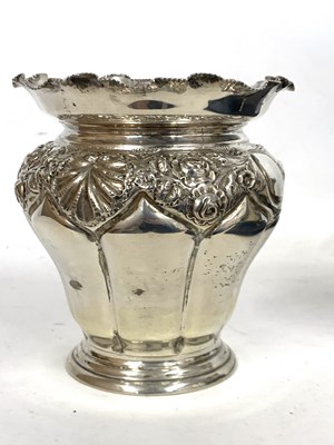 Lot 23 - Edward VII silver vase of baluster form with a...