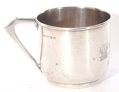 Lot 29 - George V silver mug of plain circular form...