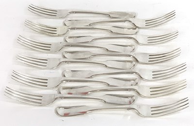 Lot 50 - 12 Victorian silver dessert forks, various...