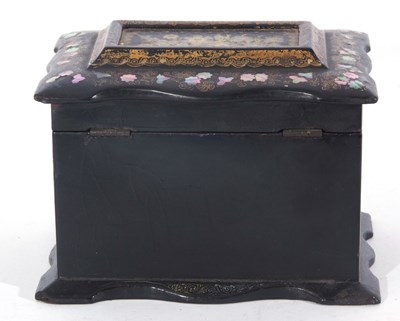 Lot 375 - Victorian black lacquered and mother of pearl...
