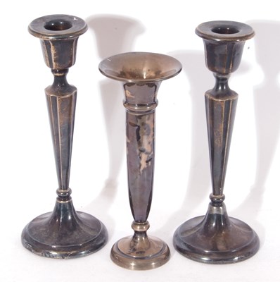 Lot 62 - Mixed Lot: pair of silver candlesticks, the...