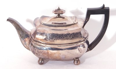 Lot 67 - George III silver tea pot of squat oval form,...