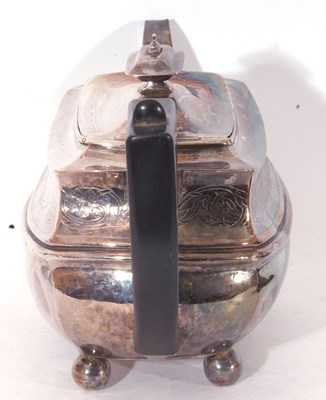 Lot 67 - George III silver tea pot of squat oval form,...