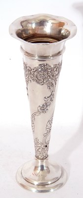 Lot 70 - Late Victorian silver vase of tapering form,...