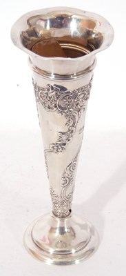 Lot 70 - Late Victorian silver vase of tapering form,...