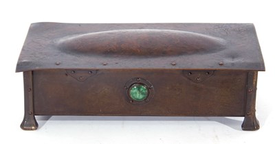 Lot 376 - Arts & Crafts hammered copper cigarette box of...