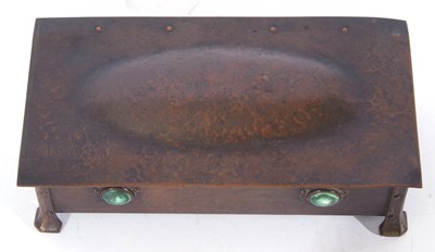 Lot 376 - Arts & Crafts hammered copper cigarette box of...