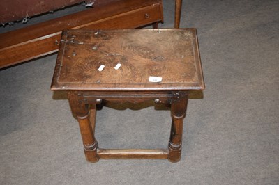 Lot 327 - Antique oak and burr oak joint stool of...