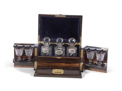 Lot 384 - 19th century coromandel decanter box of hinged...
