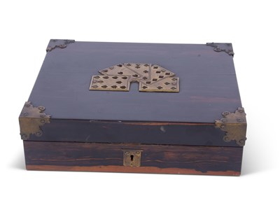 Lot 382 - 19th century coromandel games box, the lid...