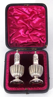 Lot 81 - Pair of late Victorian silver pepper pots of...