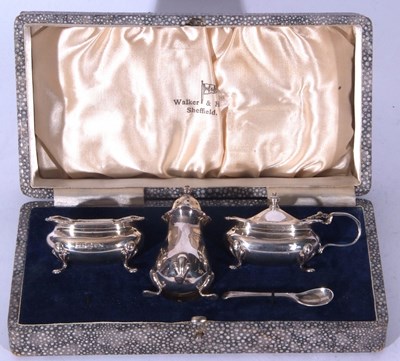 Lot 82 - George VI cased silver condiment set...