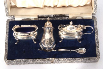 Lot 82 - George VI cased silver condiment set...