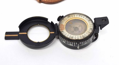 Lot 155 - 20th century prismatic compass with leather...