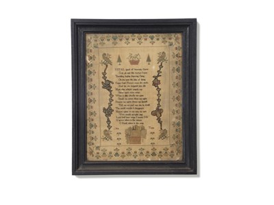 Lot 414 - Early 19th century needlework sampler with...