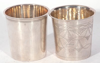 Lot 83 - Two Continental white metal beakers of...