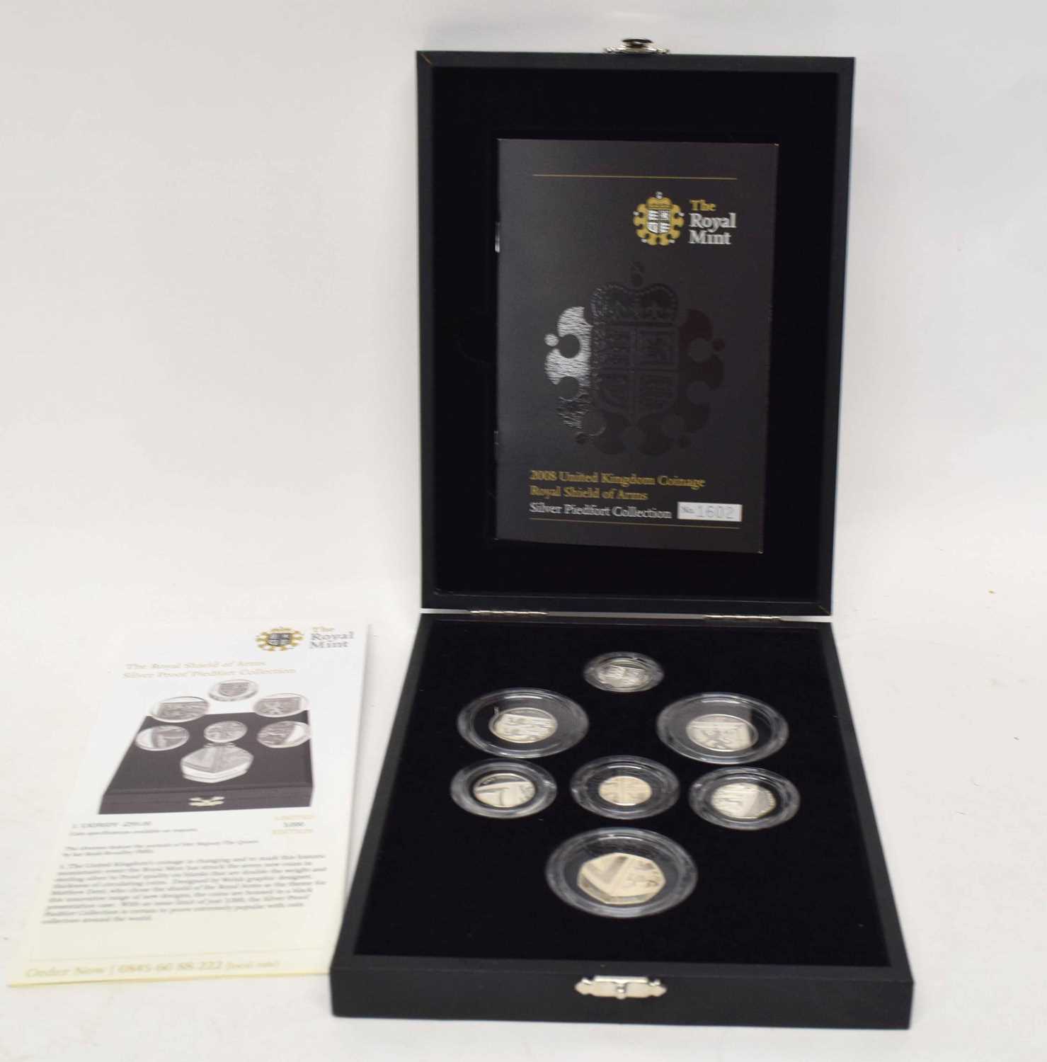 Lot 125 - Cased 2008 silver seven coin proof set