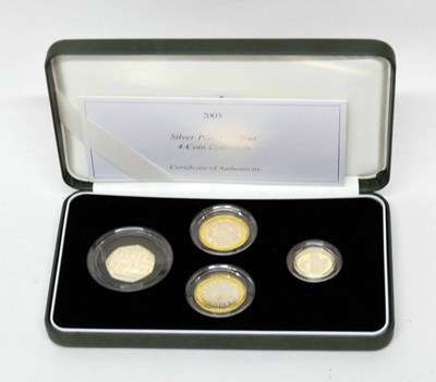 Lot 135 - Cased 2005 silver four coin proof set