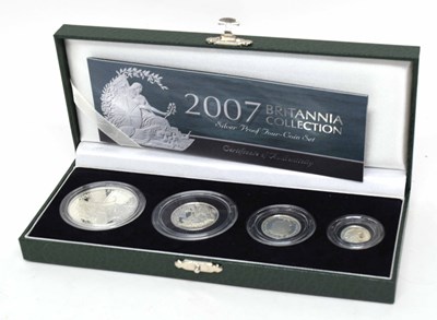 Lot 131 - 2007 four coin cased Britannia silver proof...