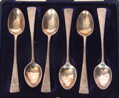 Lot 99 - Set of six Edward VII silver coffee spoons...