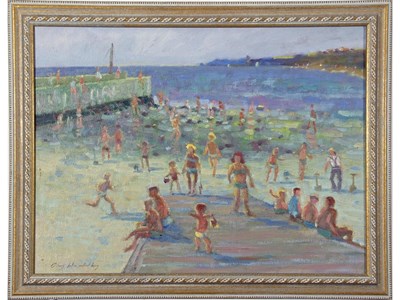 Lot 623 - British Contemporary, A Crowded Beach Scene,...