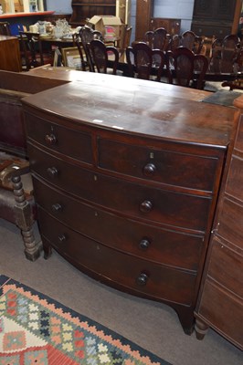 Lot 343 - Victorian mahogany bow front chest of two...