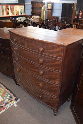 Lot 344 - Large Victorian bow front chest of two short...
