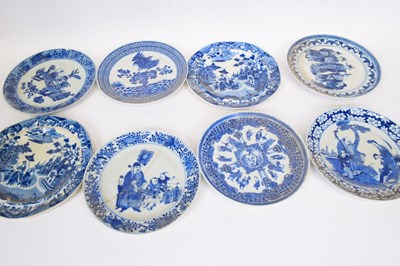 Lot 16 - Group of eight Chinese porcelain blue and...