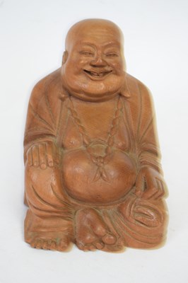 Lot 27 - Wooden model of a smiling Chinese deity