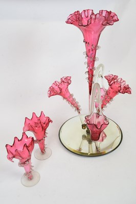 Lot 40 - Late 19th century cranberry coloured glass...