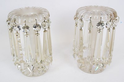Lot 49 - Pair of matching clear glass lustres, 25cm high