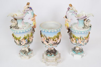 Lot 51 - Group of three Continental porcelain ewers...