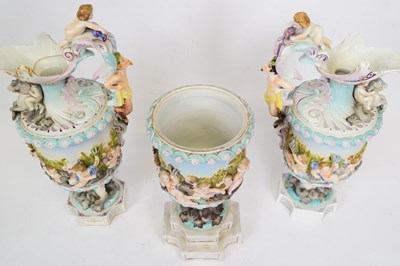 Lot 51 - Group of three Continental porcelain ewers...