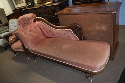 Lot 444 - Victorian mahogany framed chaise longue with...