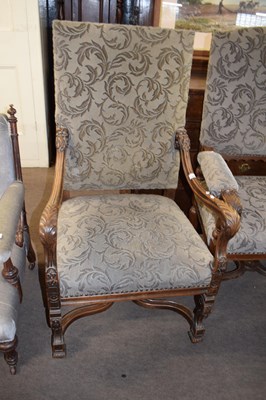 Lot 449 - 19th century walnut armchair with scrolled...