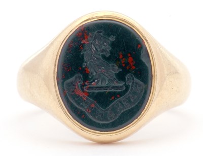 Lot 1 - Vintage 18ct gold bloodstone intaglio seal...