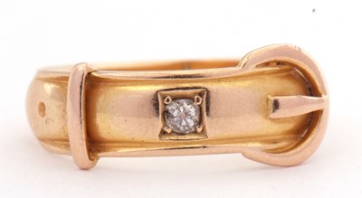 Lot 16 - 15ct stamped gold buckle ring, highlighted...