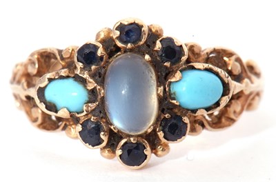 Lot 20 - 9ct gold moonstone, turquoise and sapphire...
