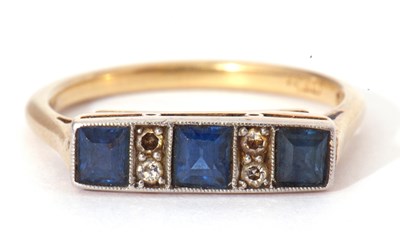 Lot 27 - Art Deco sapphire and diamond ring, line set...