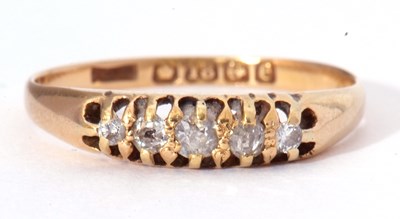 Lot 38 - Antique 18ct gold five stone diamond ring...