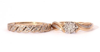 Lot 44 - Two modern diamond set rings, both stamped 375,...