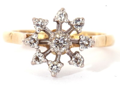 Lot 58 - 18ct gold diamond cluster ring, flowerhead...