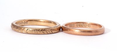 Lot 72 - Two hallmarked 9ct gold wedding rings, one of...