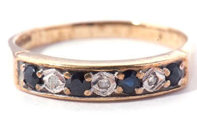 Lot 79 - 9ct gold diamond and sapphire ring, alternate...
