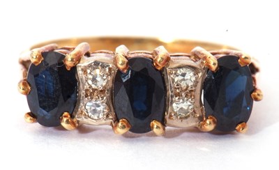 Lot 81 - 18ct gold dark sapphire and diamond ring, a...
