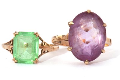 Lot 93 - 9ct gold and amethyst ring, the oval faceted...