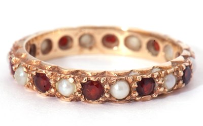 Lot 95 - 9ct gold seed pearl and garnet full eternity...