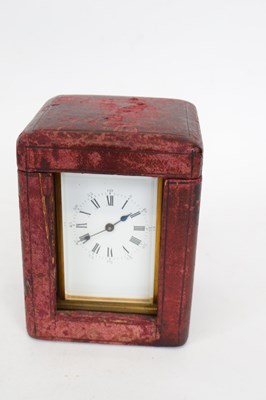 Lot 121 - Late 19th century French brass carriage clock...